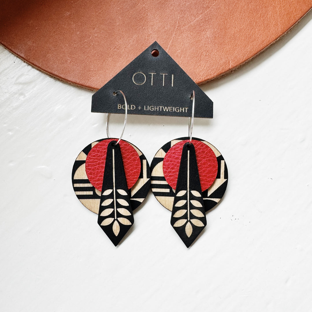 Lightweight leather birch earrings: Abstracted Art design – OTTI