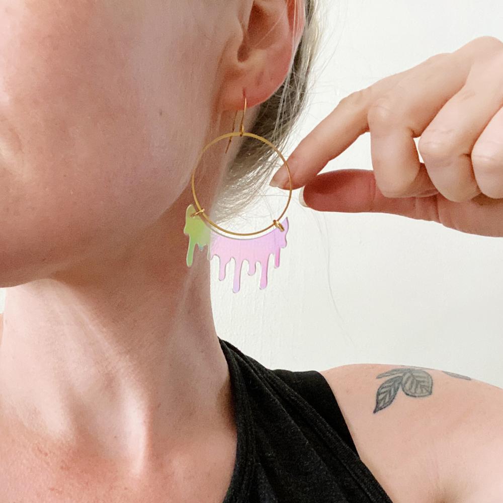 All--Iridescent | Slime Acrylic Hoop Earrings UV